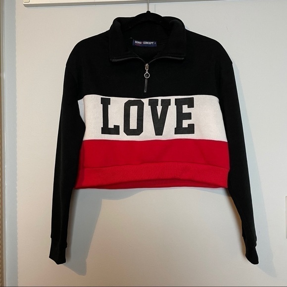 Roma Concept Tops - Roma Concept Cropped Long Sleeve “ LOVE” Shirt